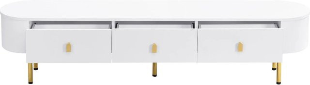 okwish TV Schrank mit Schubladen und Gold Details für dein Wohnzimmer, Weiß und Gold, B/T/H: 174 x 41 x 35 cm - Bild 1