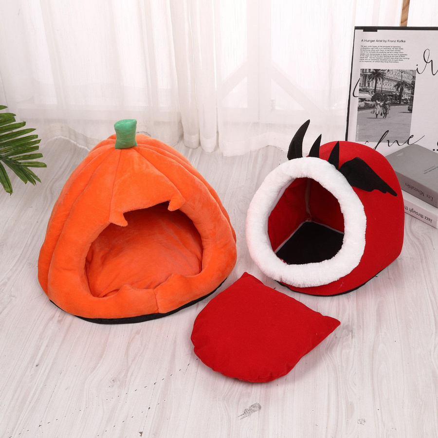 Kreative halbgeschlossene Katzenstreu für Katzen und Hunde in Rot und Orange, B/T/H: 30 x 30 x 27 cm - Bild 2