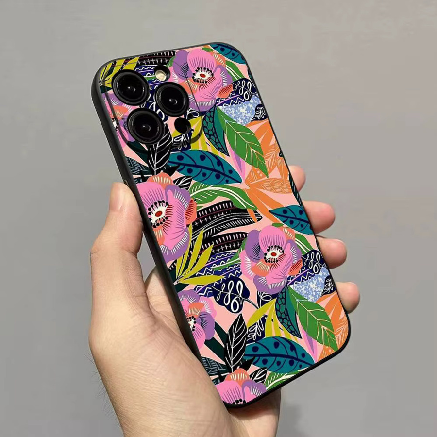 Bunte Blumen-Handyhülle aus weichem Silikon für Apple iPhone 11 bis iPhone 17 Pro Max, Mehrfarbig - Bild 2