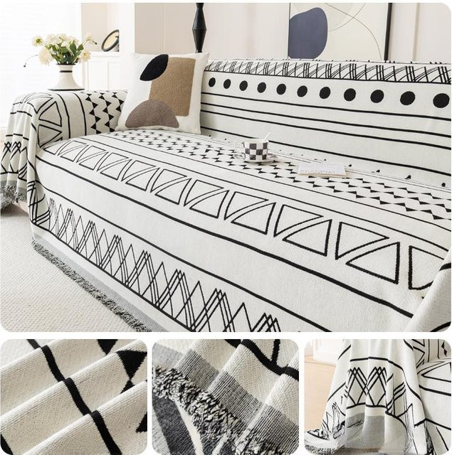Super Six Chenille Sofa-Schutzdecke mit geometrischem Design, B/B: 180 x 130 cm - Bild 1