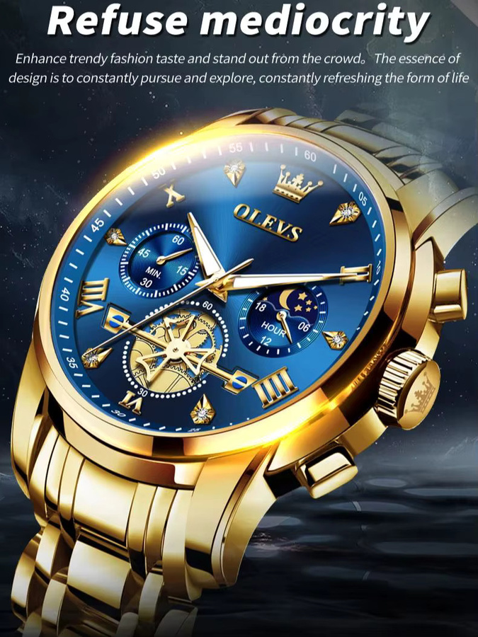 OLEVS Chronograph, Quarzuhr, Edelstahl, Silber, Herren - Bild 7