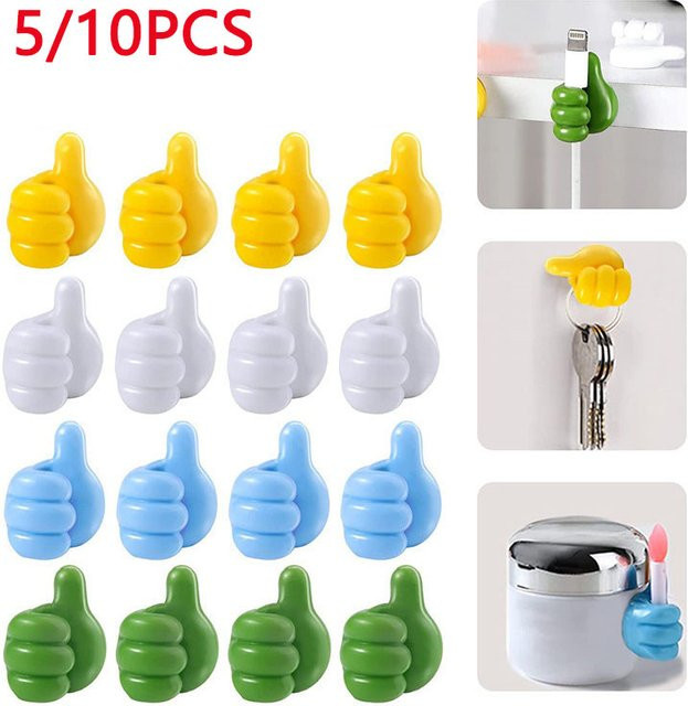 DOLANBIA Handförmige Gummi Halter für Kabel und Ladekabel, Selbstklebende Mini Haken Organizer, 5 oder 10 Stück - Bild 1