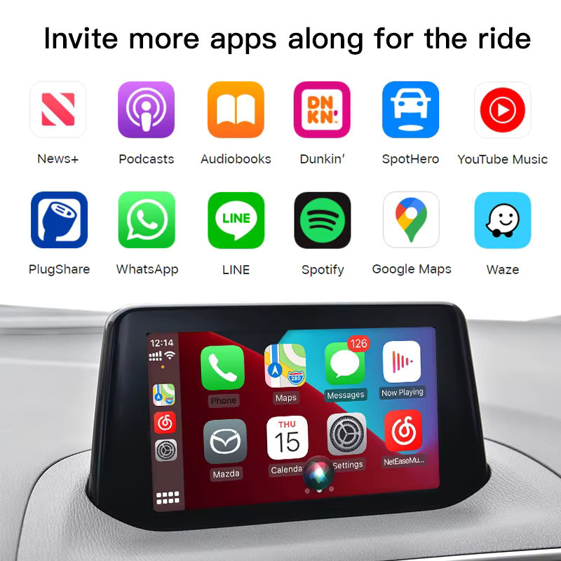 CARABC Apple CarPlay und Android Auto Adapter für Mazda 2 3 6 CX3 CX5 CX9 MX5 und Toyota, OEM-Nachrüstung, Schwarz - Bild 3