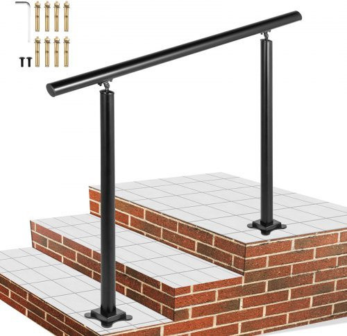 VEVOR Treppengeländer für außen aus Aluminium in Schwarz, verstellbarer Handlauf für Garten und Hauseingang - Bild 1