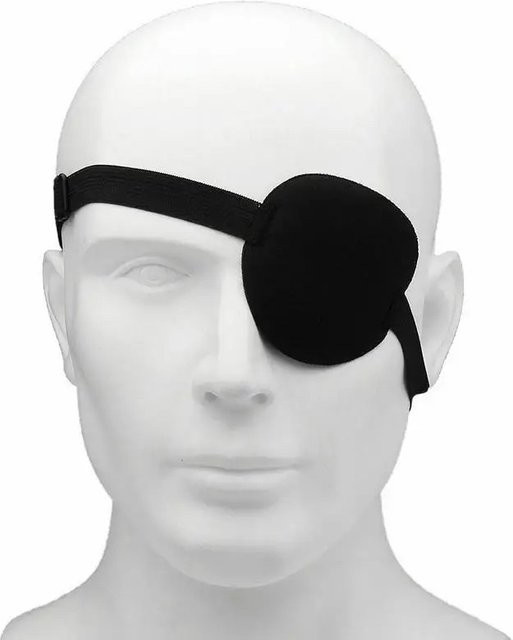 HNKMP Piraten-Augenklappe, Unisex, Schwarz, Waschbare Verstellbare Konkave Augenklappe - Bild 1