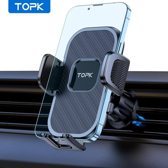 TOPK Autotelefonhalterung für Lüftungsschlitze, universelle Handyhalterung für Smartphones und iPhone, Schwarz - Bild 1