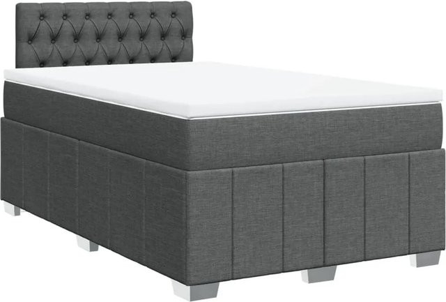 vidaXL Boxspringbett mit Matratze Dunkelgrau, Hybridbett mit USB-Ladeport und Unterbettbeleuchtung, B/T: 120 x 190 cm - Bild 1