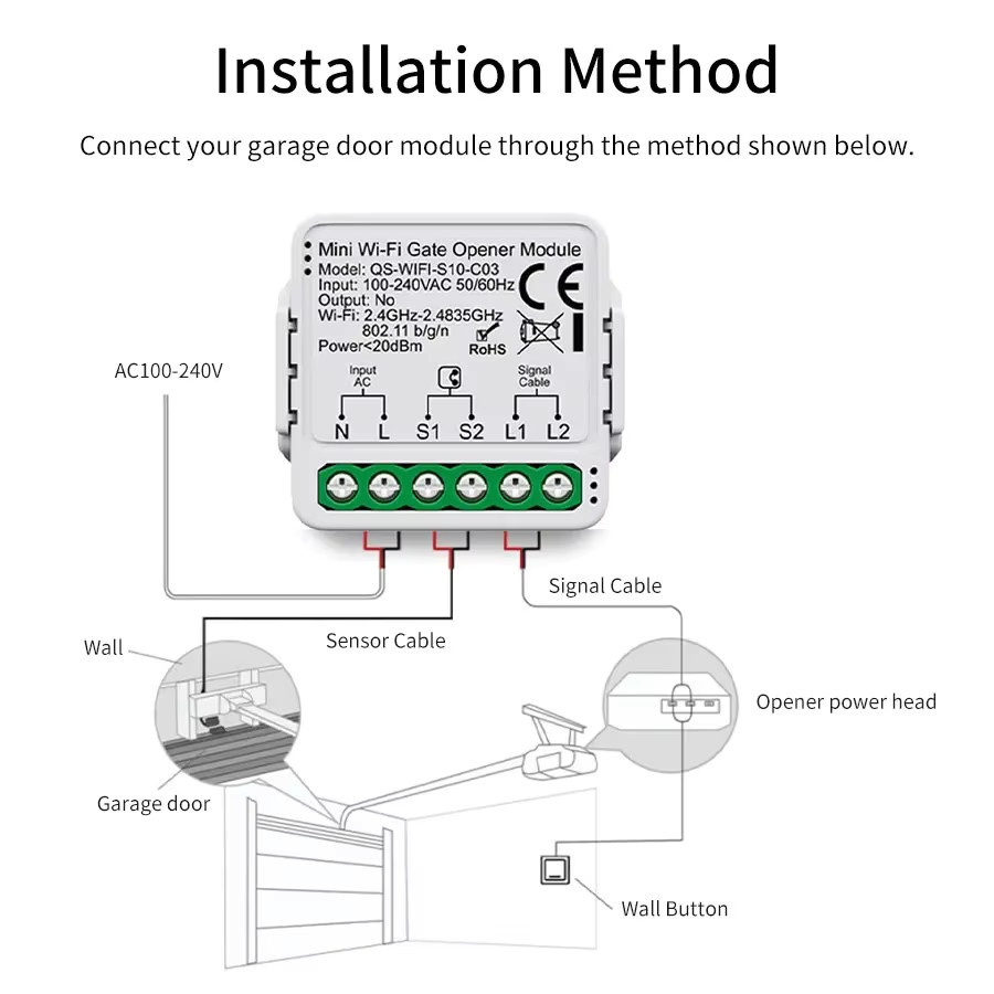 GGBEE Smart Garage Tür Schalter Modul Zigbee Tuya Wifi Tor Öffner Controller in Weiß mit App- und Sprachsteuerung für Alexa, Google Home und Yandex - Bild 4