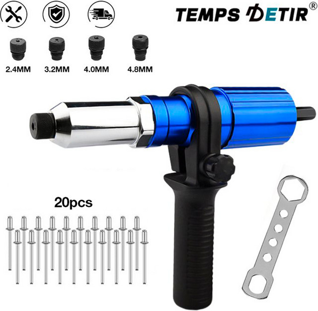 Elektrische Nietpistole TEMPS DETIR in Blau mit Akku für 2,4/3,2/4,0/4,8 mm Nietmuttern - Bild 1