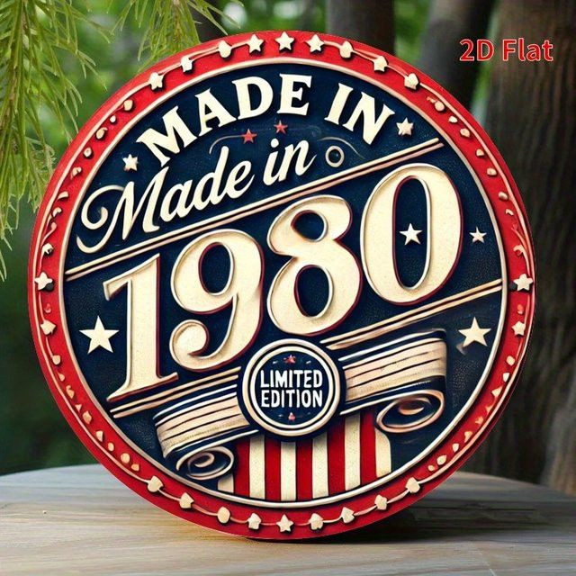 Potdemiel Vintage-Metallschild Retro-Dekor mit Sternen in Marineblau, Rot und Weiß - Bild 1
