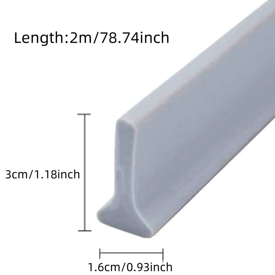 Flexible Silikon Dusche Barriere Wasser Stopper in Grau, Länge: 2 m - Bild 2