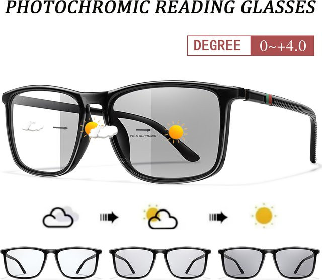 LOISRUBY Lesebrille, rechteckig, Vollrand, Kunststoff, schwarz, Unisex, Photochrome, Anti-Blaulicht - Bild 1