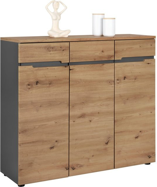 Mömax Kommode Memphis in Eiche und Graphit mit Soft-Close-Schubladen, B: 120 cm, H: 107 cm, T: 38 cm - Bild 1