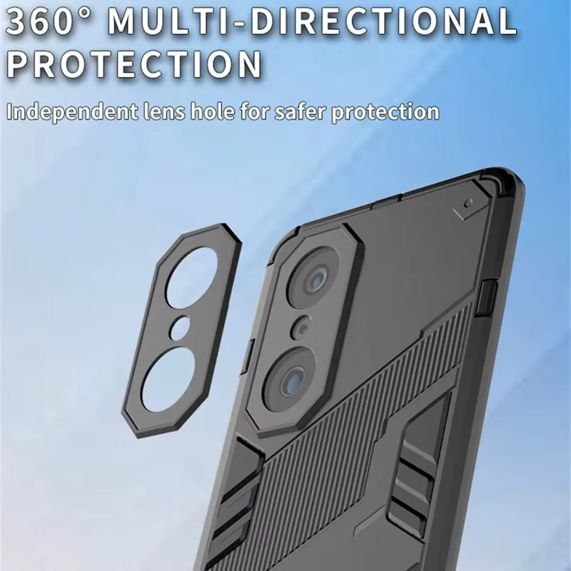 Robuste und stoßfeste Handyhülle für Huawei Nova 9 11 SE 12 sowie Honor 50 70 90 100 Pro mit integriertem Halter und Ständer in Schwarz - Bild 3