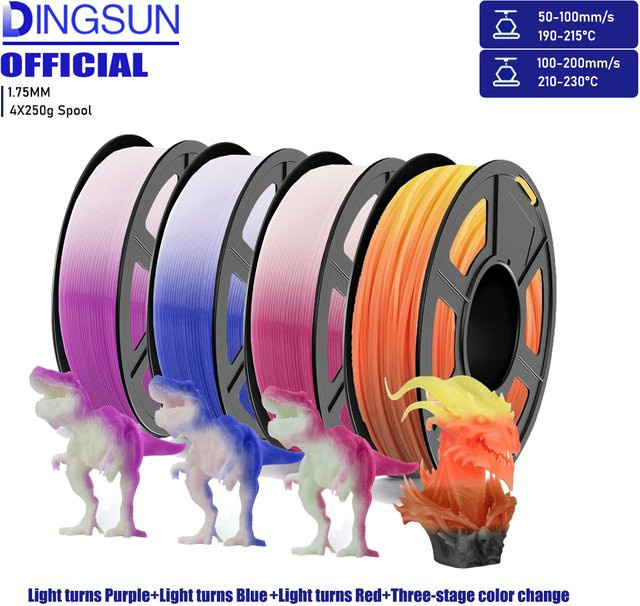 3D Maliang PLA-Filament für FDM-Drucker mit Farbwechsel durch UV- oder Sonnenlicht, Rot - Bild 1