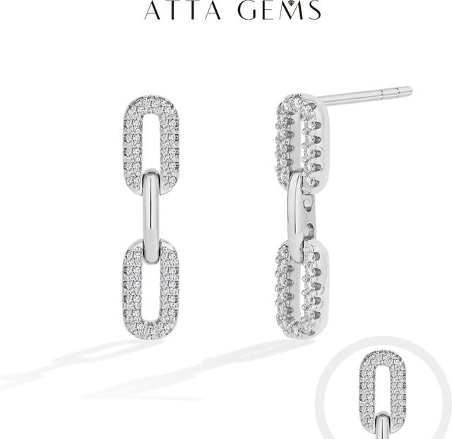 ATTAGEMS Ohrstecker 925 Silber, 18k vergoldet, Moissanit, Damen - Bild 1