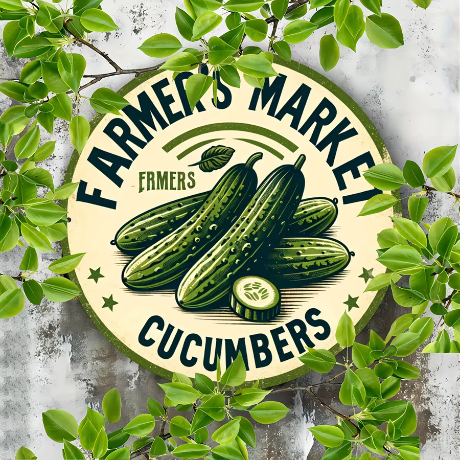 Potdemiel Metallschild Vintage Farmer's Market Cucumber Rund, Mehrfarbig, Durchmesser: 20,3 cm - Bild 6