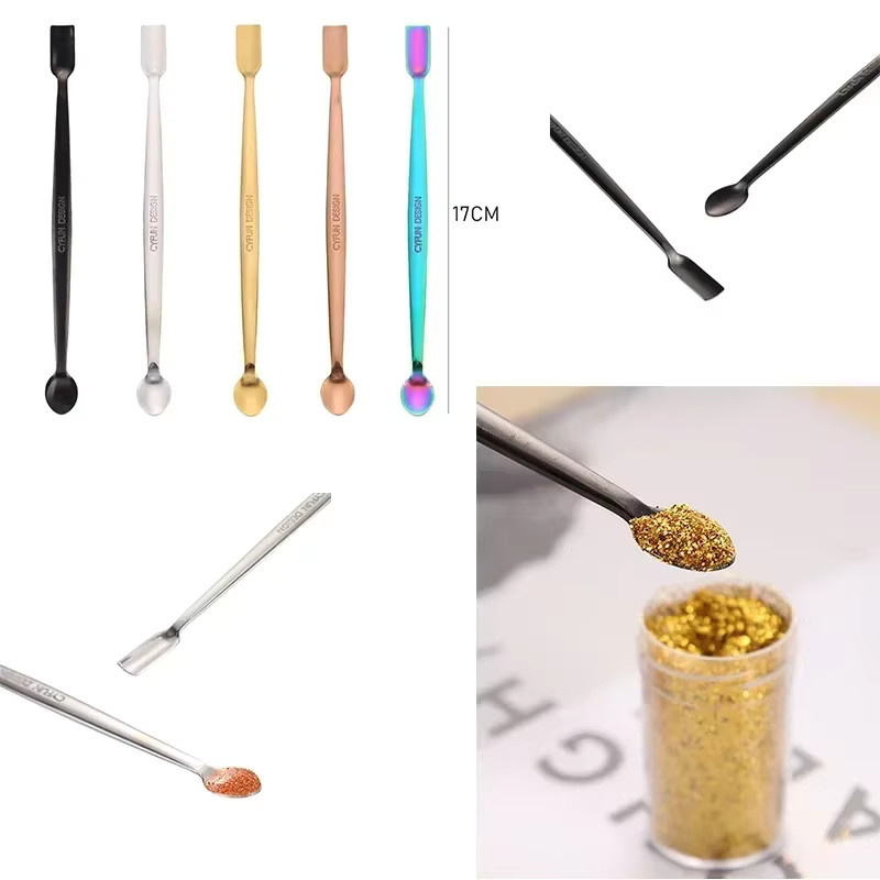 Edelstahl-Bastellöffel für DIY-Handarbeit und Glitzer-Prägungspulver, Länge: 17 cm - Bild 3