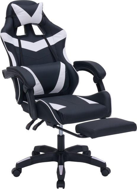 HTI-Living Gaming Stuhl Krit Eco Schwarz-Weiß mit Fußstütze, Armlehnen und Rollen - Bild 1