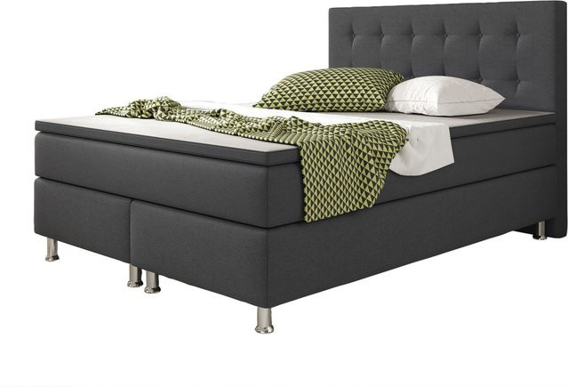 Inter Trading Boxspringbett Köln in Anthrazit mit Chesterfield-Design und Taschenfederkern, B/T: 140 x 200 cm - Bild 2