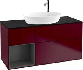 V&B Waschtischunterschrank Finion mit Wandbeleuchtung in Anthrazit lackiert, Breite: 120 cm, Tiefe: 50,1 cm, Höhe: 50,1 cm - Bild 1