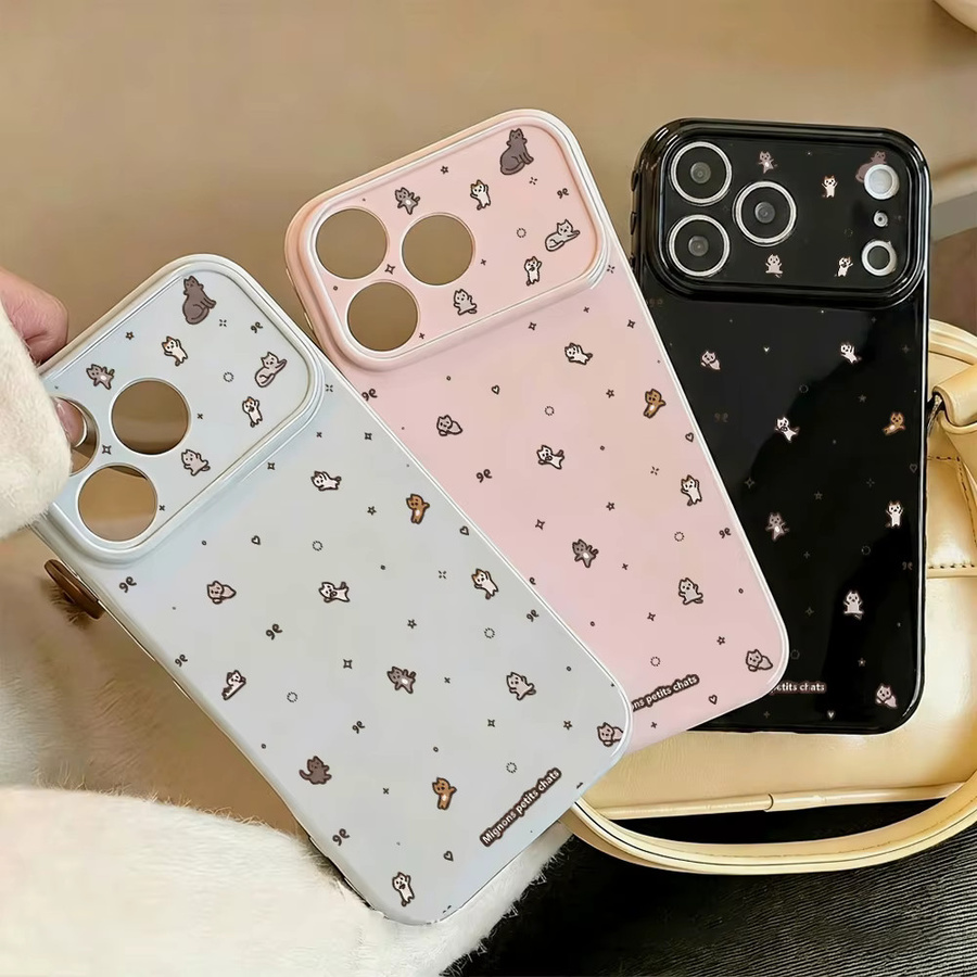 AKABEILA Handyhülle mit niedlichem Katzen-Cartoon für iPhone, stoßfeste weiche TPU-Abdeckung, Farbe: Lila - Bild 2