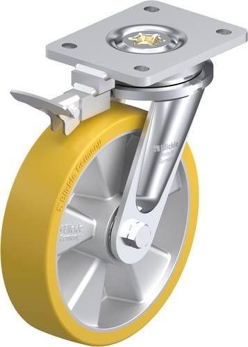 Blickle Lenkrolle LO-ALTH 200K-RI4 mit Feststeller in Silber und Gelb, Rad-Durchmesser: 20 cm, Tragfähigkeit: 800 kg - Bild 1