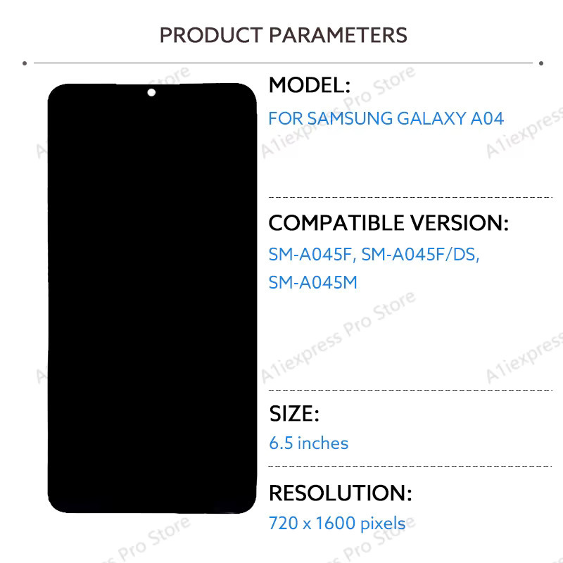 Samsung Galaxy A04 SM-A045F Ersatz Display Baugruppe mit LCD Touch Digitizer in Schwarz für 6,5 Zoll Bildschirme - Bild 2