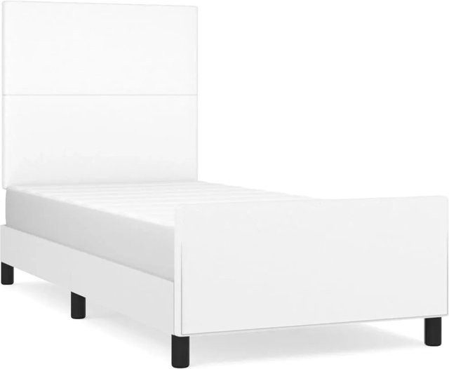 vidaXL Bettgestell mit Kopfteil in Weiß aus Kunstleder, B/T/H: 90 x 200 cm - Bild 1