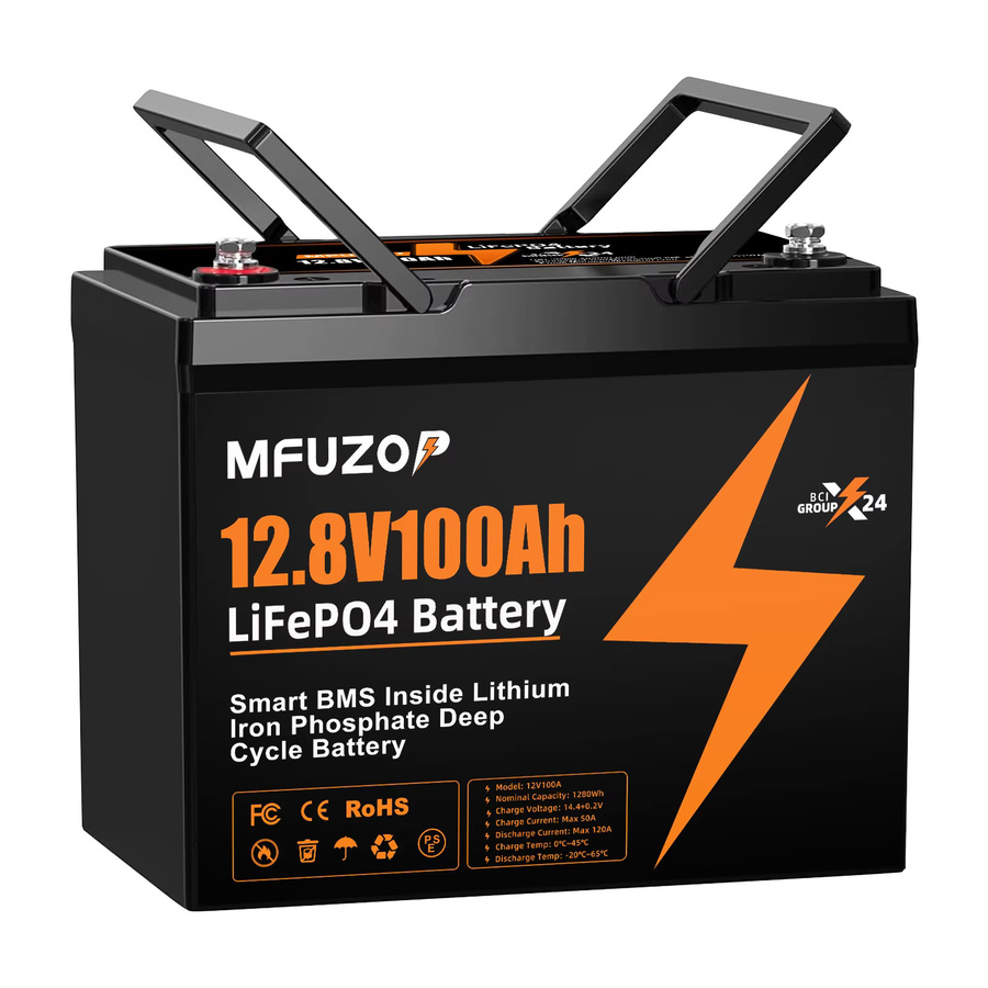 MFUZOP 12V 100Ah Lithium LiFePO4-Batterie mit 100A BMS in Schwarz - Bild 6