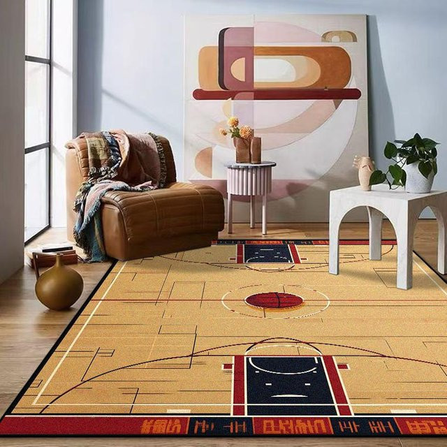 JGJG Gaming Teppich mit Basketballfeld Muster, rutschfest und waschbar, B: 60 cm, T: 90 cm - Bild 1