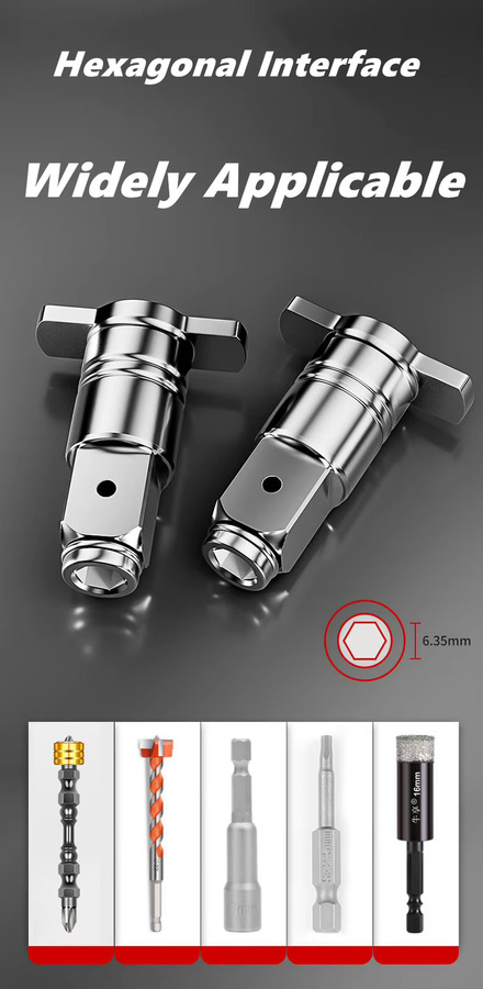 NIUXIANG Dual-Use Schlagschrauber Adapter Konverter von 1/2 Zoll Vierkant auf 1/4 Zoll Sechskant in Silber - Bild 3