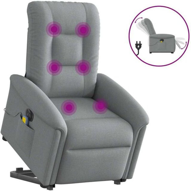 Elektrischer Massagesessel mit Aufstehhilfe von vidaxl in Grau aus Stoff - Bild 1