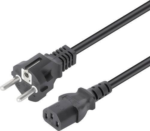 Manhattan Strom Anschlusskabel mit Kaltgeräte-Stecker C13 und Schutzkontakt-Stecker, 3m, Schwarz - Bild 1