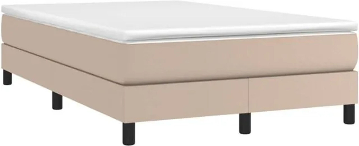 Boxspringbett Matratze mit Taschenfederkern von vidaxl in Braun und Beige, Kunstleder, B/T/H: 120 x 190 cm - Bild 1