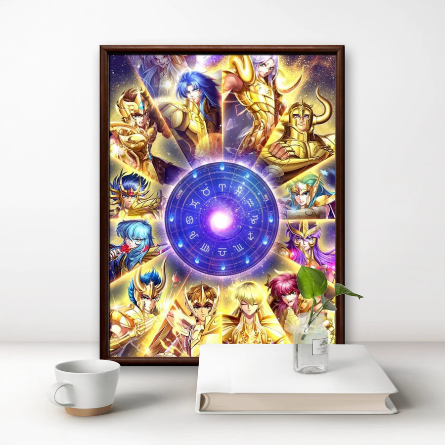 Kayou Saint Seiya Diamantmalerei Kit Gold Japanische Anime 5D DIY Diamantstickerei mit runden Steinen für Handarbeit und Home Decor - Bild 2
