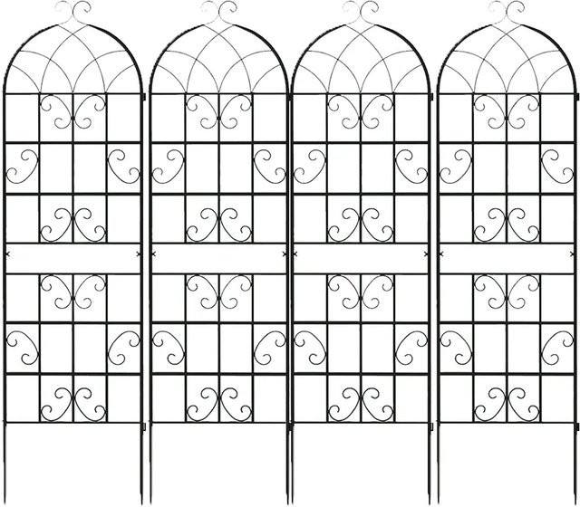 Costway Rankgitter aus verzinktem Metall im 4er Set, Schwarz, Höhe: 180 cm, Breite: 50 cm - Bild 1