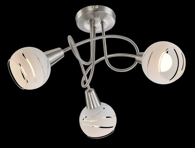 GLOBO LIGHTING LED-Deckenleuchte Elliott in Nickelfarben mit 3 Spots aus Metall und Glas, inklusive Leuchtmittel, Breite: 39 cm, Grau/Transparent - Bild 3