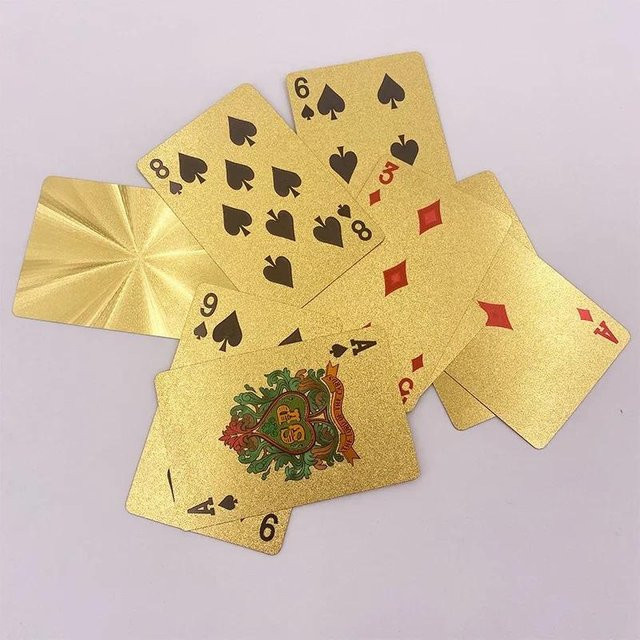 dawndesslo 24K Gold Spielkarten, Pokerspiel, Kunststoff, ab 3 Jahre - Bild 1
