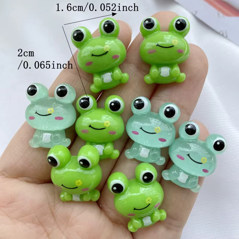 TSXJY Cartoon-Frosch Bastelset aus Kunstharz in Grün, 12 Stück für Scrapbooking, DIY und Schmuckdeko - Bild 2