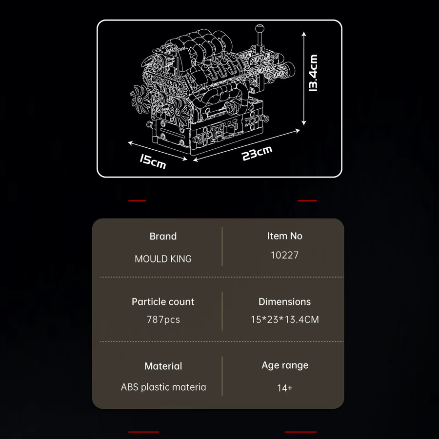 Mould King 10227 GTS V8 Motor und Getriebe-Bausteine Set in Mehrfarbig - Bild 5