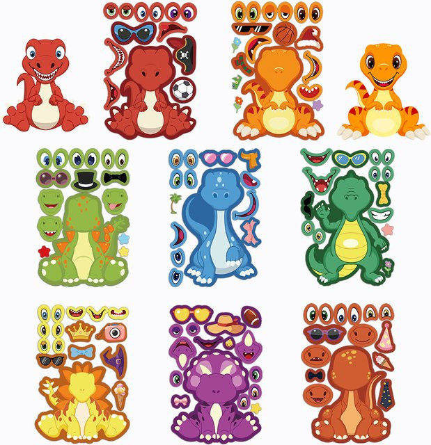 8er Set kreative Dinosaurier Cartoon Aufkleber, wasserfeste dekorative Sticker für Trinkbecher und Scrapbooking, mehrfarbig - Bild 1