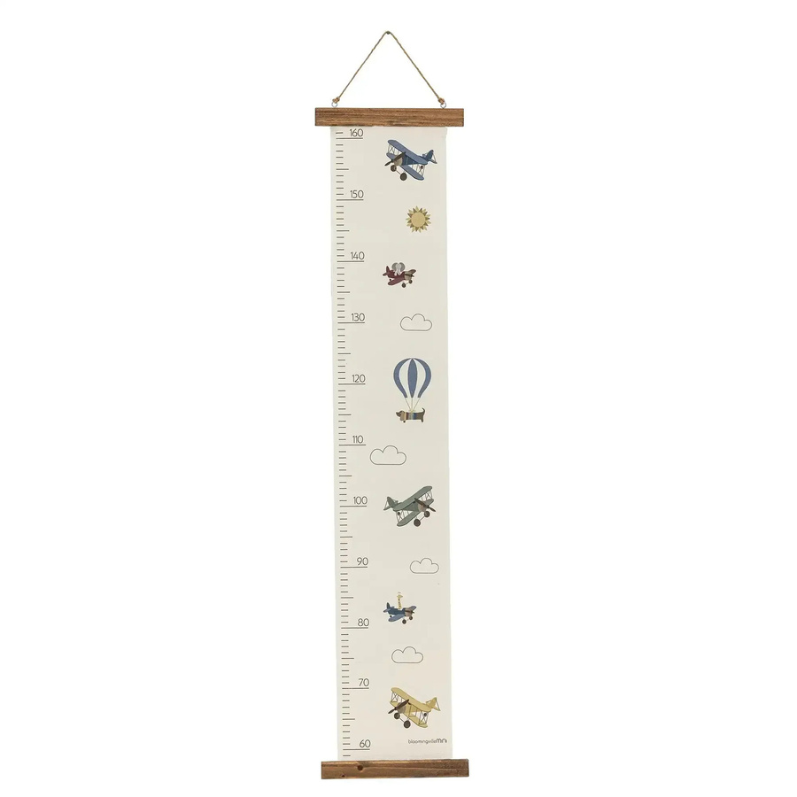 Bloomingville Mini Wachstumsmesser aus Papier in Blau mit Tier- und Flugzeugmotiven, Höhe: 114 cm - Bild 1