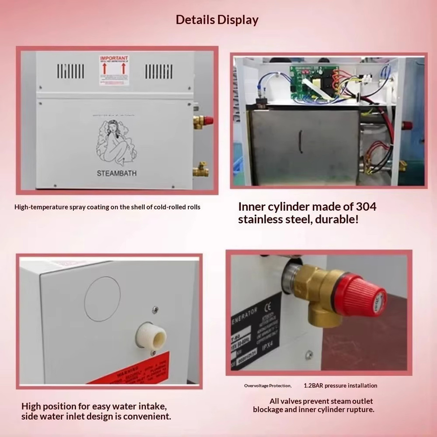 XMSJ ST-90 Dampfgenerator für Sauna, Bad und SPA mit digitalem Regler, 9KW, Weiß - Bild 4