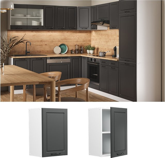 Vicco Hängeschrank R-Line Landhaus Küchenschrank Weiß-Anthrazit B: 40 cm, H: 60 cm, T: 31 cm - Bild 1