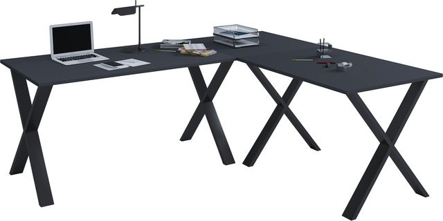VCM Eckschreibtisch Lona X in Schwarz, L-Form, B/T: 160 x 130 cm, Plattetiefe: 50 cm - Bild 1