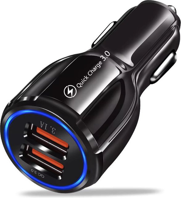 SEAMETAL USB Auto Ladegerät mit Doppel Schnellladefunktion 3.0, 12V-24V Zigarettenanzünder Adapter in Schwarz - Bild 1