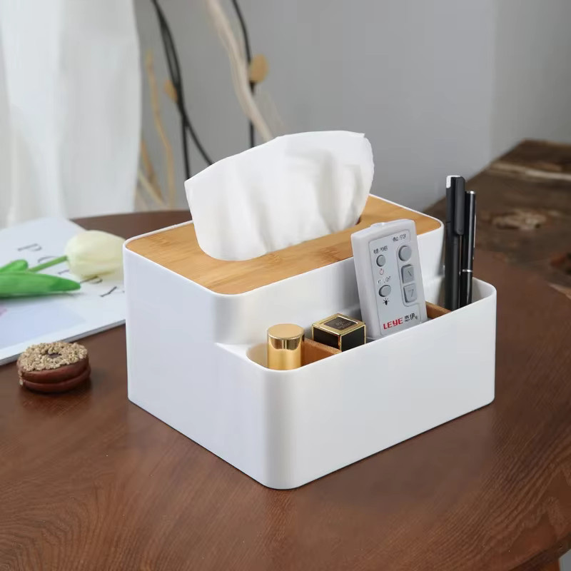 Weiße Schreibtisch-Aufbewahrungsbox aus Kunststoff für Bürobedarf, Kosmetik und Fernbedienungen - Bild 2
