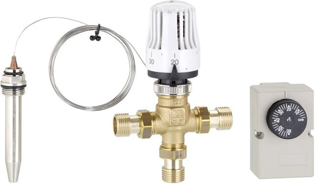 Emmeti 3-Wege Mischventil DN25 für Fußbodenheizung inklusive Thermostat 20-65 °C - Bild 1