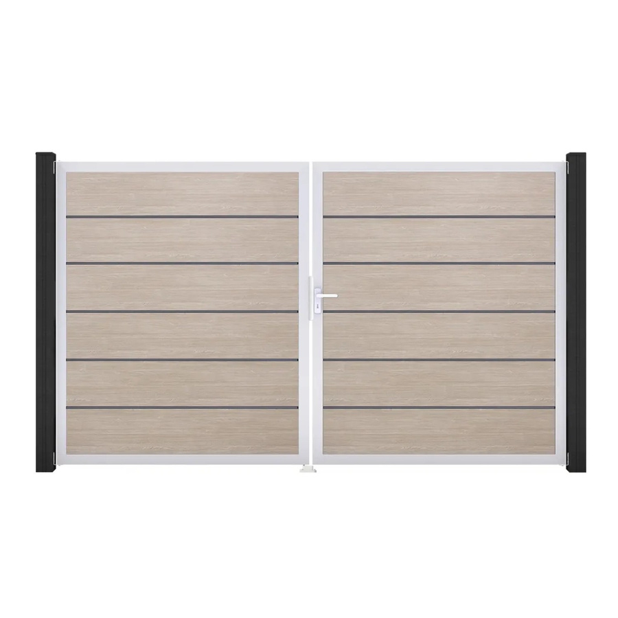 GroJa Tor Basicline Premium 2-flügelig Sheffield Oak B: 306 cm, H: 180 cm DIN Rechts mit Sichtschutz - Bild 2